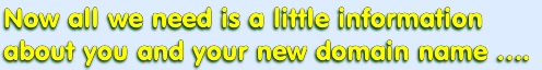 Now all we need is a little information
about you and your new domain name ….